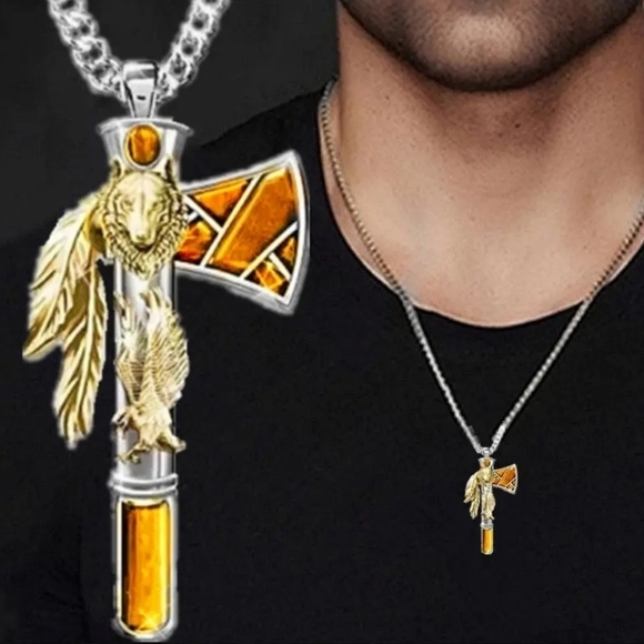New Native American Indian Indigenous Style Axe Tomahawk Necklace - Picture 1 of 4